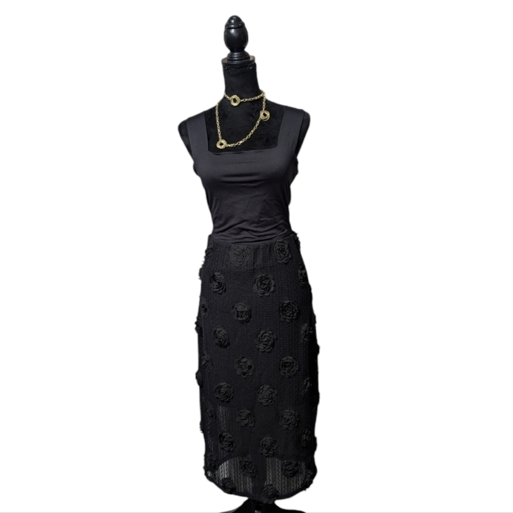 Bailey 44 Black Sheath Midi Skirt Cocktail Sleeveless Set